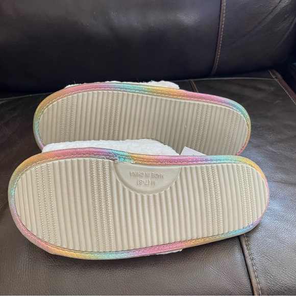 Women's Medium “Merry” & “Bright”Muslin White Sherpa Open-Toe Slipper - Picture 3 of 5